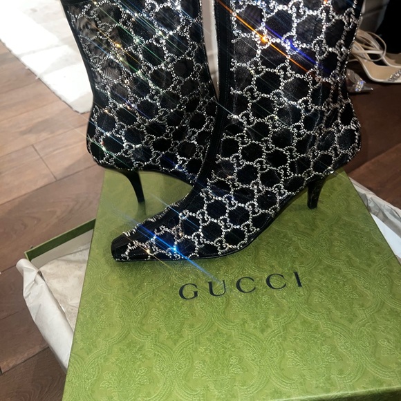 Gucci Women’s GG Crystal Mesh Bootie (Black) - Picture 5 of 8